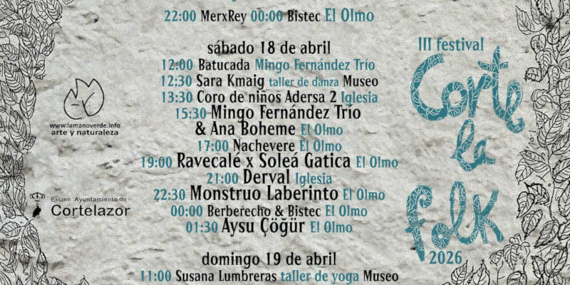 Cortelafolk 2026: música, cultura y naturaleza en Cortelazor